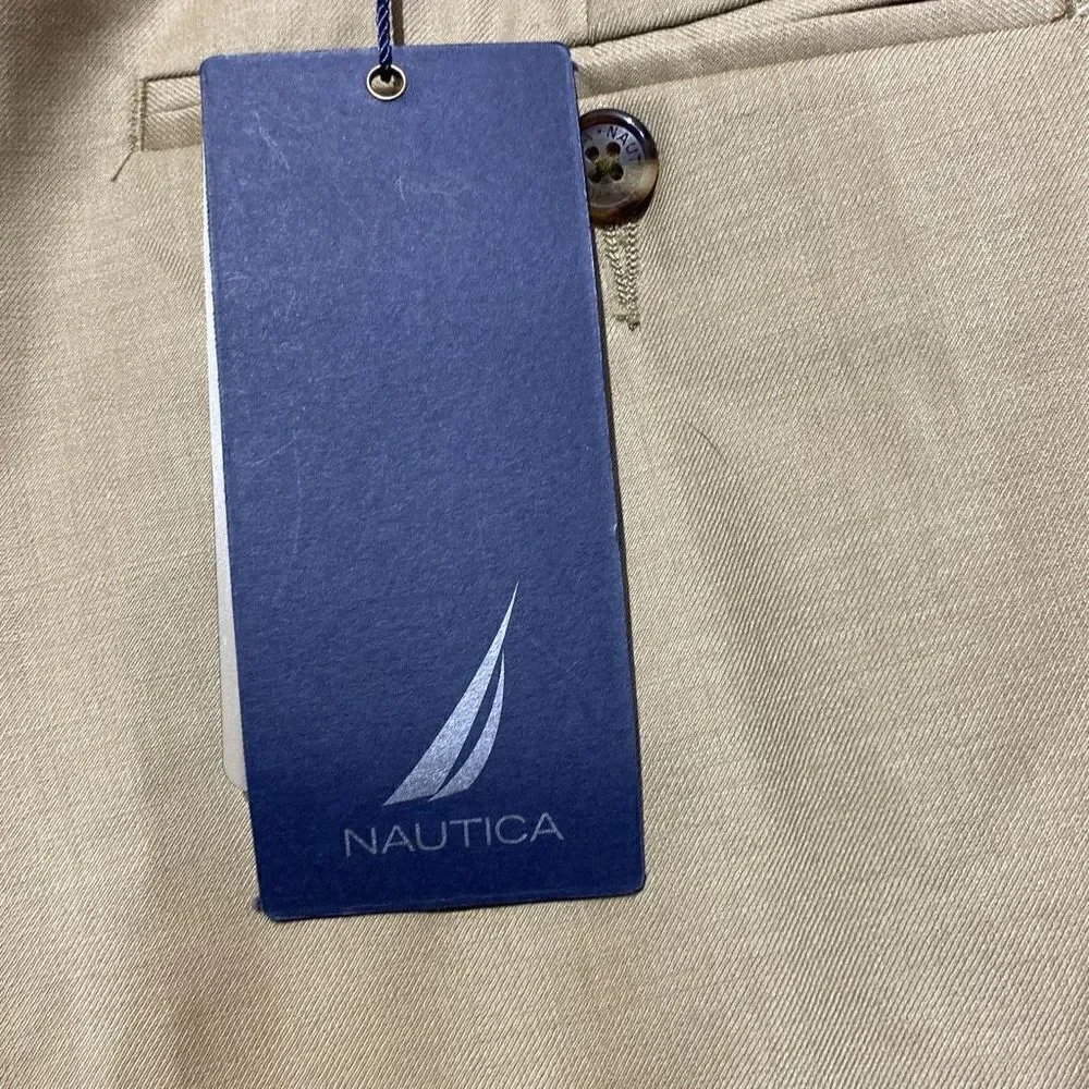Nautica Women's Khaki Button‎ Zip Wool Chino Pants Size 36